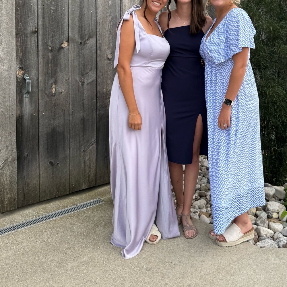 Matte satin dusty lilac bridesmaid dress
